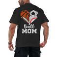 Ball Mom Heart Soccer Basketball Baseball Football Mom Men's Back Print T-Shirt Ball Mom Heart Soccer Basketball Baseball Football Mom Men's Back Print T-Shirt