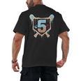 Baseball 5 Year Old Ice Cream Drip 5th Birthday Boy Number 5 Men's Back Print T-Shirt Baseball 5 Year Old Ice Cream Drip 5th Birthday Boy Number 5 Men's Back Print T-Shirt