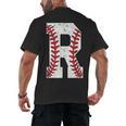 Baseball Alphabet Monogram Initial Letter R Men's Back Print T-Shirt Baseball Alphabet Monogram Initial Letter R Men's Back Print T-Shirt