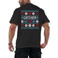 Baseball Catcher Ugly Christmas Sweater Pattern Sports Xmas Men's Back Print T-Shirt Baseball Catcher Ugly Christmas Sweater Pattern Sports Xmas Men's Back Print T-Shirt