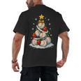 Baseball Christmas Tree Lights Santa Sport Player Lover Xmas Men's Back Print T-Shirt