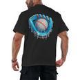 Baseball Drip Ice Cream Glove With Sprinkles Ball Boys Youth Men's Back Print T-Shirt