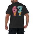 Baseball Ice Cream Drip 6 7 Kids 67 Birthday Men's Back Print T-Shirt