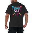 Baseball Ice Cream Drip Number 67 Player 67th Birthday 67 Men's Back Print T-Shirt