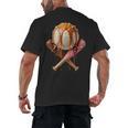 Baseball Ice Cream Drip Style Melting Ice Cream Youth Teen Men's Back Print T-Shirt