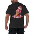Baseball Ice Cream Drip Youth Strawberry Baseball Red Men's Back Print T-Shirt