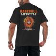 Baseball Lifestyle Ice Cream Drip Baseball Glove Crossed Bat Men's Back Print T-Shirt Baseball Lifestyle Ice Cream Drip Baseball Glove Crossed Bat Men's Back Print T-Shirt