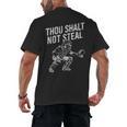 Baseball Player Catcher Thou Shalt Not Steal Coach Baseball Men's Back Print T-Shirt Baseball Player Catcher Thou Shalt Not Steal Coach Baseball Men's Back Print T-Shirt