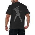Baseball Player Typography Word Art Men's Back Print T-Shirt