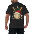 Baseball Santa Christmas Ball Baseball Lover Player Boys Men's Back Print T-Shirt
