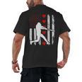 Baseball Silhouette Heart USA Flag Hearts American Boys Kids Men's Back Print T-Shirt