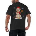 Baseball Snowman Merry Christmas Holiday Sports Xmas Pajamas Men's Back Print T-Shirt