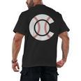 Baseball Sport Player Graphic Monogram Initial Letter C Men's Back Print T-Shirt Baseball Sport Player Graphic Monogram Initial Letter C Men's Back Print T-Shirt