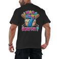 Blue Checkered I Was 6 Now I'm 7 Birthday Cake Baseball Drip Men's Back Print T-Shirt Blue Checkered I Was 6 Now I'm 7 Birthday Cake Baseball Drip Men's Back Print T-Shirt
