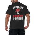 Boys Baseball Valentines Shirt Sterling Hearts Baseball Men's Back Print T-Shirt