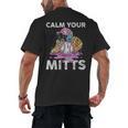 Calm Your Mitts Baseball Ice Cream Drip Crossed Bats Sport Men's Back Print T-Shirt Calm Your Mitts Baseball Ice Cream Drip Crossed Bats Sport Men's Back Print T-Shirt