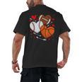 Cute Heart Baseball Basketball Football Valentine Boy Men Men's Back Print T-Shirt