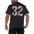 Distressed Baseball Number 32 Jersey Uniform Player Fan Men's Back Print T-Shirt