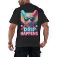 Drip Happens Baseball Ice Cream Bat And Ball With Sunglasses Men's Back Print T-Shirt Drip Happens Baseball Ice Cream Bat And Ball With Sunglasses Men's Back Print T-Shirt