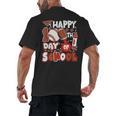 Happy 100 Days Of School Baseball Football PE Teacher Men's Back Print T-Shirt Happy 100 Days Of School Baseball Football PE Teacher Men's Back Print T-Shirt
