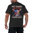 Hit Hard Run Fast Turn Left Baseball Cream Drip Crossed Bats Men's Back Print T-Shirt Hit Hard Run Fast Turn Left Baseball Cream Drip Crossed Bats Men's Back Print T-Shirt