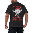 Hit Hard Run Fast Turn Left Baseball Player Men's Back Print T-Shirt Hit Hard Run Fast Turn Left Baseball Player Men's Back Print T-Shirt