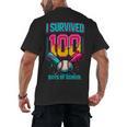 HUGvyn I Survived 100 Days Baseball Teacher Ice Cream Drip Men's Back Print T-Shirt HUGvyn I Survived 100 Days Baseball Teacher Ice Cream Drip Men's Back Print T-Shirt