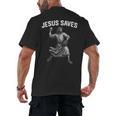 Jesus Saves Shirt Religious Christian Faith Baseball Men's Back Print T-Shirt Jesus Saves Shirt Religious Christian Faith Baseball Men's Back Print T-Shirt