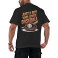 Just A Boy Who Loves Baseball Player Kids Men's Back Print T-Shirt
