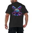 Neon Dripping Baseball And Bats Colorful Sports Art Men's Back Print T-Shirt Neon Dripping Baseball And Bats Colorful Sports Art Men's Back Print T-Shirt