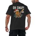 Oh Snap Gingerbreadman Christmas Baseball Humor Men's Back Print T-Shirt