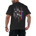 Patriotic Baseball Catcher American Flag Sports Tee Men's Back Print T-Shirt