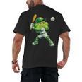 Shamrock Playing Baseball St Patricks Day Men Boys Kid Men's Back Print T-Shirt