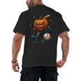 Spooky Halloween Scary Pumpkin Baseball Player Witchy Vibes Men's Back Print T-Shirt Spooky Halloween Scary Pumpkin Baseball Player Witchy Vibes Men's Back Print T-Shirt