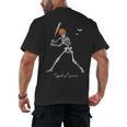 Spooky Season Skeleton Baseball Player Halloween Batter Men's Back Print T-Shirt Spooky Season Skeleton Baseball Player Halloween Batter Men's Back Print T-Shirt