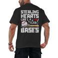 Stealing Hearts Like I Steal Bases Baseball Valentines Men's Back Print T-Shirt