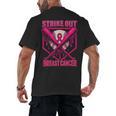 Strike Out Breast Cancer Baseball Ice Cream Drip Men's Back Print T-Shirt Strike Out Breast Cancer Baseball Ice Cream Drip Men's Back Print T-Shirt
