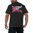 Strike Out Cancer Breast Cancer Awareness Baseball Warrior Men's Back Print T-Shirt Strike Out Cancer Breast Cancer Awareness Baseball Warrior Men's Back Print T-Shirt