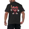 Valentines Day Heart Playing Baseball Boys Men Kids Girls Men's Back Print T-Shirt
