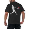 Valentines US Baseball Player Silhouette Heart Men's Back Print T-Shirt