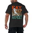 Women's Eat Sleep Baseball Repeat Vintage Player Sport Lover Retro Men's Back Print T-Shirt Women's Eat Sleep Baseball Repeat Vintage Player Sport Lover Retro Men's Back Print T-Shirt