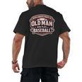 Women's Never Underestimate An Old Man Who Plays Baseball Men's Back Print T-Shirt Women's Never Underestimate An Old Man Who Plays Baseball Men's Back Print T-Shirt