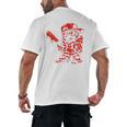 Drippy Baseball Mascot Valentine Heart Glasses Cartoon Men's Back Print T-Shirt