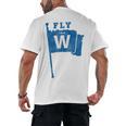 Fly The W Chicago Baseball Winning Flag Distressed Premium Tri-Blend Men's Back Print T-Shirt