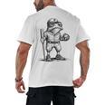 Frog Basketbal Men Women Grumpy Frog Playing Baseball Men's Back Print T-Shirt