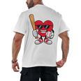 Heart Playing Baseball Valentines Day Men's Back Print T-Shirt Heart Playing Baseball Valentines Day Men's Back Print T-Shirt