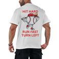 Hit Hard Run Fast Turn Left Baseball Player Premium Tri-Blend Men's Back Print T-Shirt Hit Hard Run Fast Turn Left Baseball Player Premium Tri-Blend Men's Back Print T-Shirt