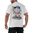 Melting Slime Sprinkle Baseball Mascot With Bat Men's Back Print T-Shirt Melting Slime Sprinkle Baseball Mascot With Bat Men's Back Print T-Shirt