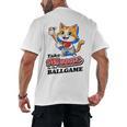 Take Meowt To The Ball Game Tee Slugger Cat Baseball Men's Back Print T-Shirt Take Meowt To The Ball Game Tee Slugger Cat Baseball Men's Back Print T-Shirt