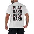 Play Hard Pray Hard Youth Boy Christian Baseball Jesus Men's Back Print T-Shirt